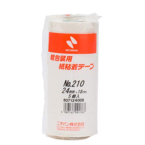 Amazon | ニチバン 紙粘着テープ 210 24mm 白 5巻 | クラフトテープ